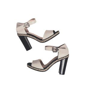 Aquatalia Danielle Ankle Strap High Heel Sandals Women's Size 8.5M Black Ivory